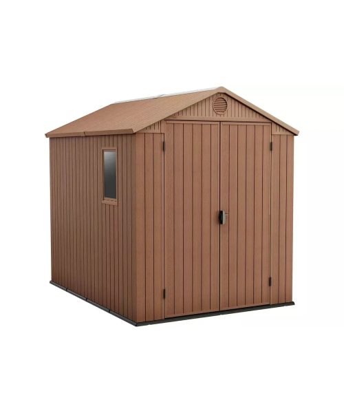 Keter Darwin 8x6 ft Apex Plastic 2 door Shed with floor & 1 window