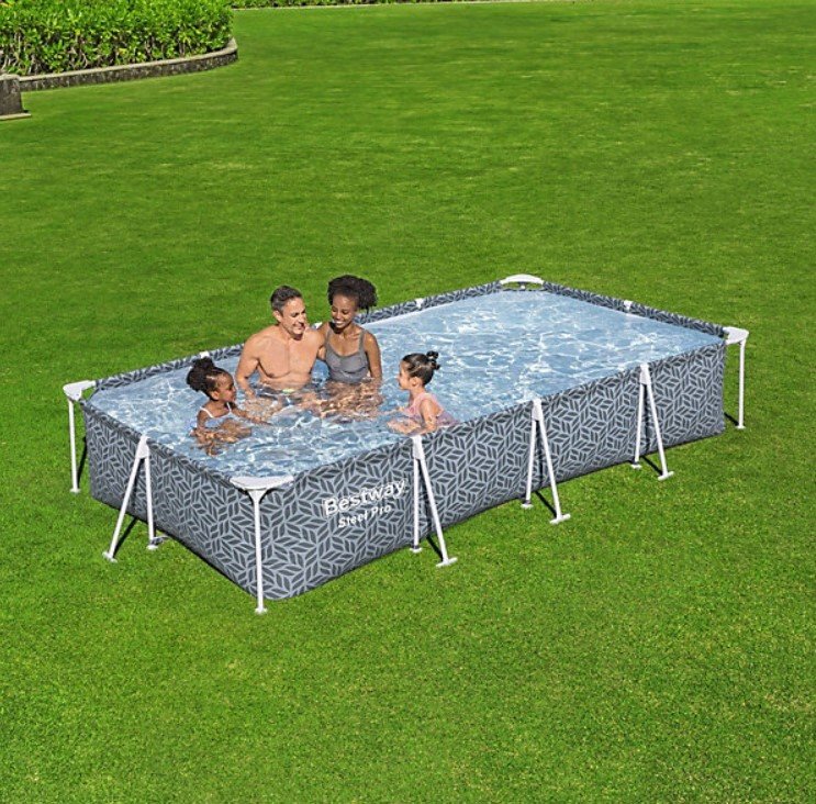 Bestway Steel Pro Rectangle Above Ground Pool, Leaf Design, 12ft Swimming Pool - Image 5