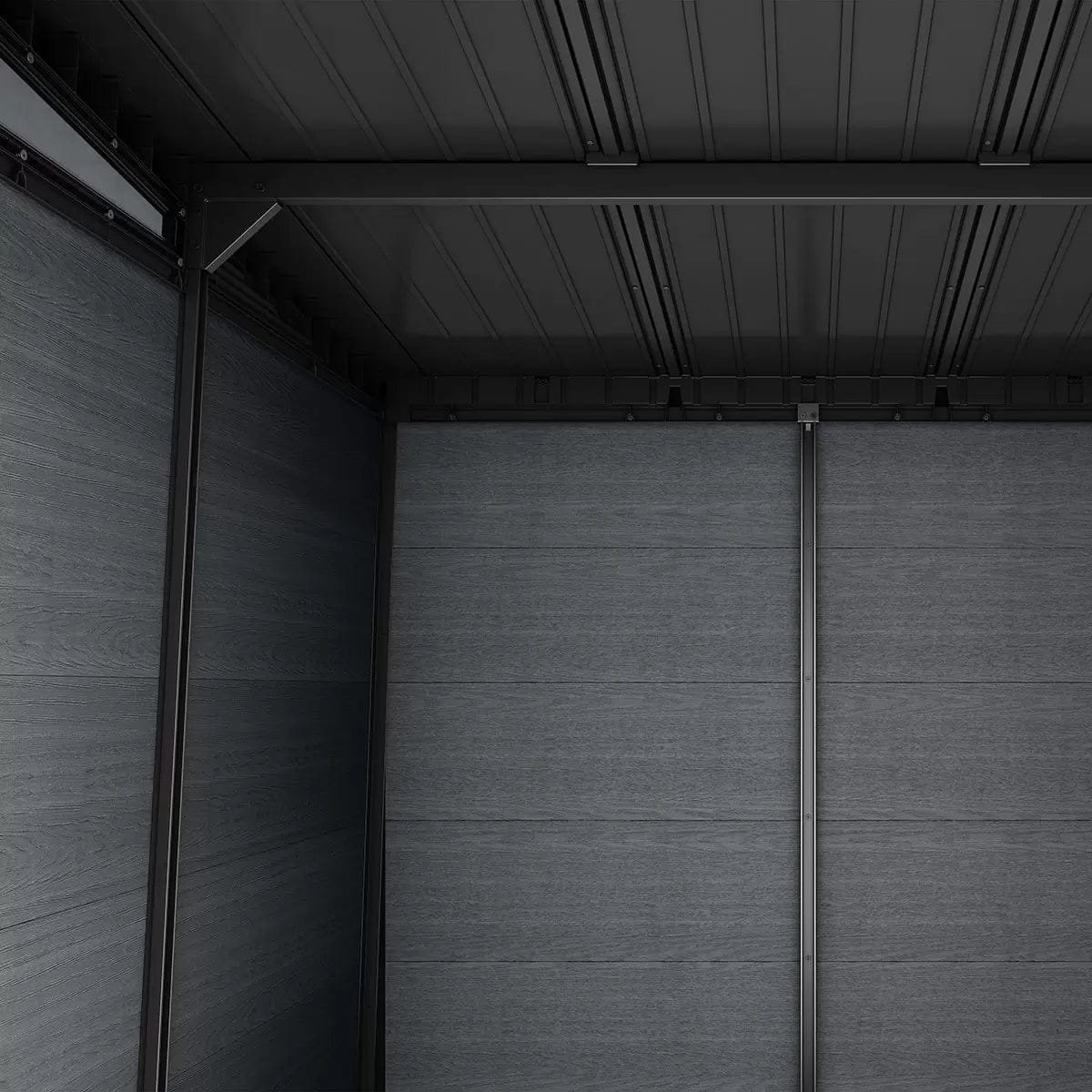 Keter 9’x7.5′ Newton Plus Side Entry Plastic Shed – Dark Grey - Image 5