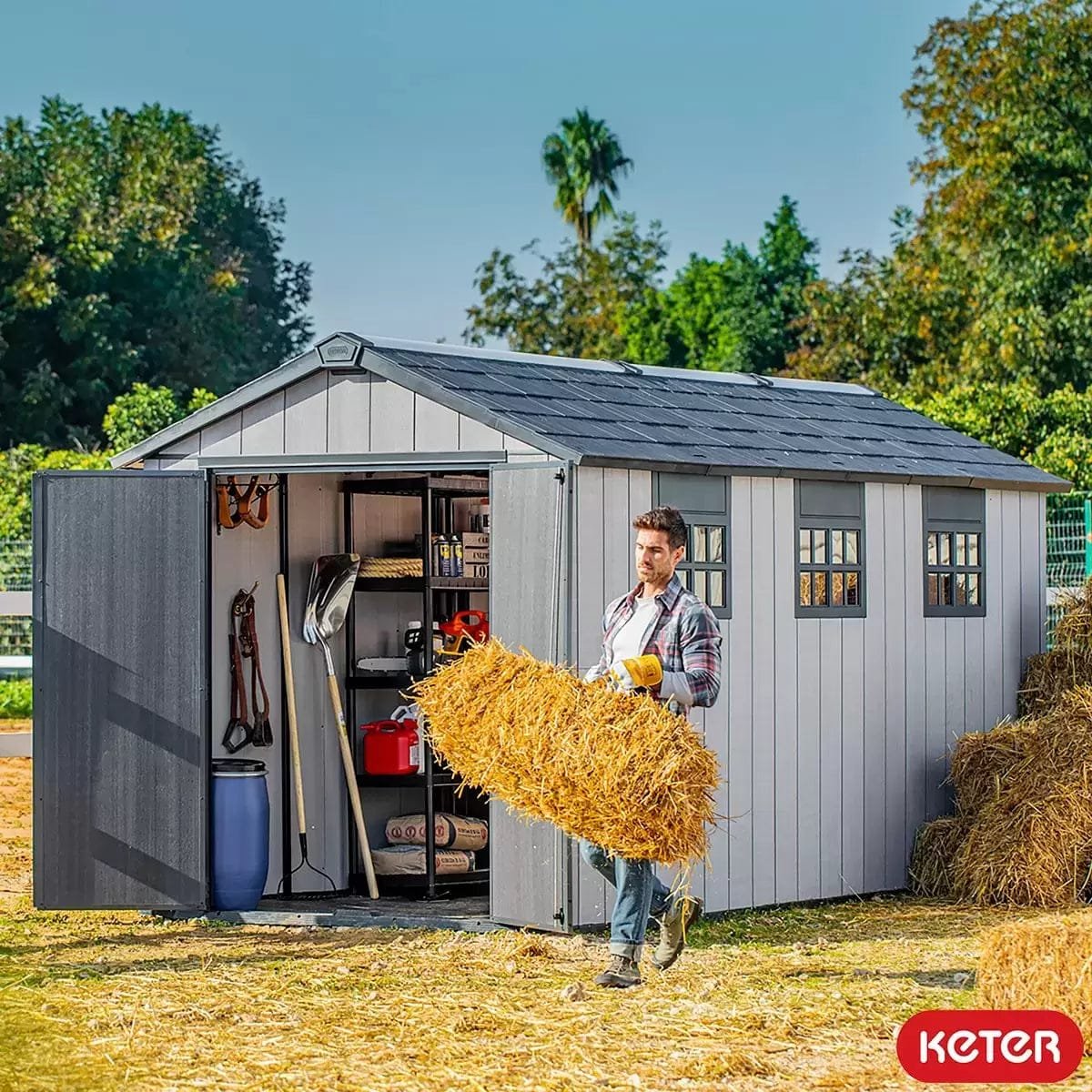 Keter 7.5′ x 15′ Oakland Heavy Duty Plastic Shed – Grey - Image 2