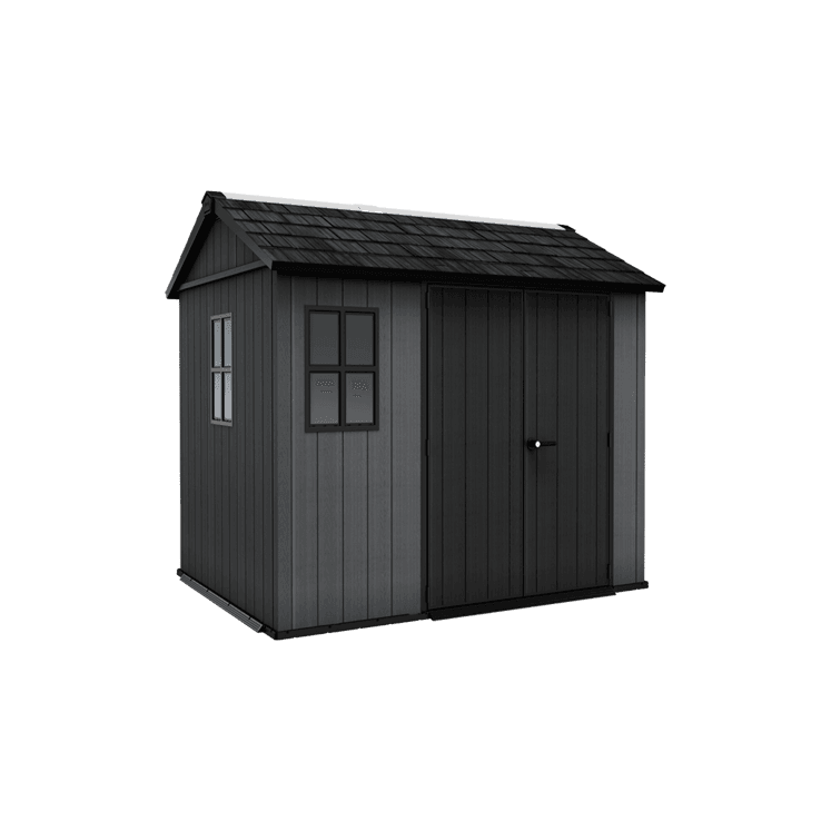 Keter 9’x7.5′ Newton Plus Side Entry Plastic Shed – Dark Grey