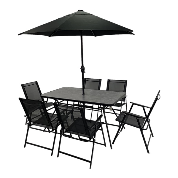 Bahama Matt Black Metal 6 Seater Dining set - Image 2