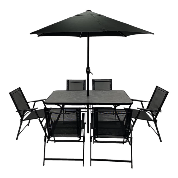 Bahama Matt Black Metal 6 Seater Dining set - Image 3