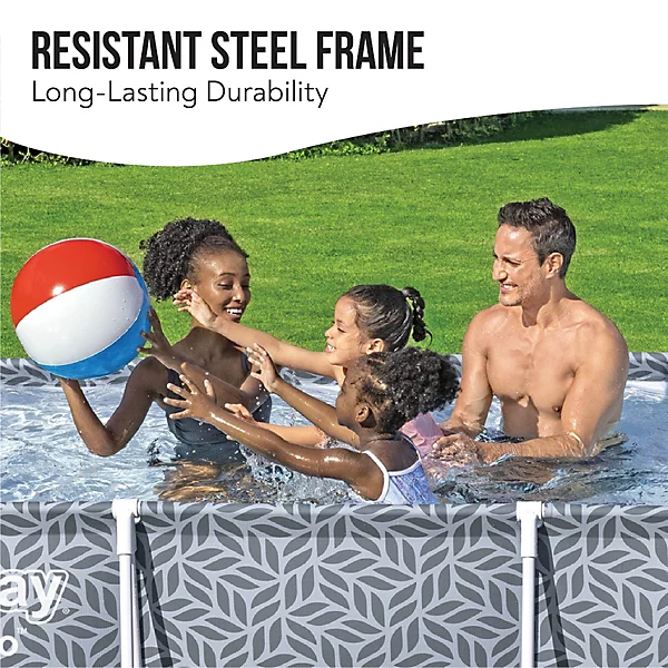 Bestway Steel Pro Rectangle Above Ground Pool, Leaf Design, 12ft Swimming Pool - Image 2