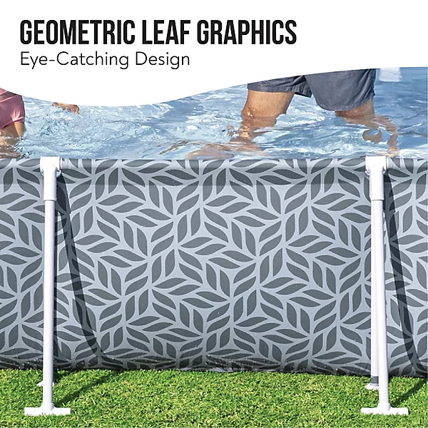 Bestway Steel Pro Rectangle Above Ground Pool, Leaf Design, 12ft Swimming Pool - Image 3
