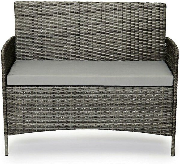 EVRE Grey Rattan Garden Furniture Set Patio Conservatory Balcony Outdoor 4 Seater - Image 8