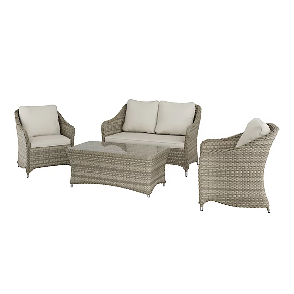 GoodHome Hamilton Cappuccino Rattan effect Metal 4 Seater Coffee set - Image 2