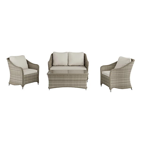GoodHome Hamilton Cappuccino Rattan effect Metal 4 Seater Coffee set - Image 4