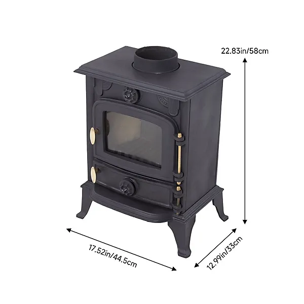 5KW Cast Iron Eco Design Stove MultiFuel Wood Burning Stove Fireplace with H 32cm Metal Stove Pipe - Image 5