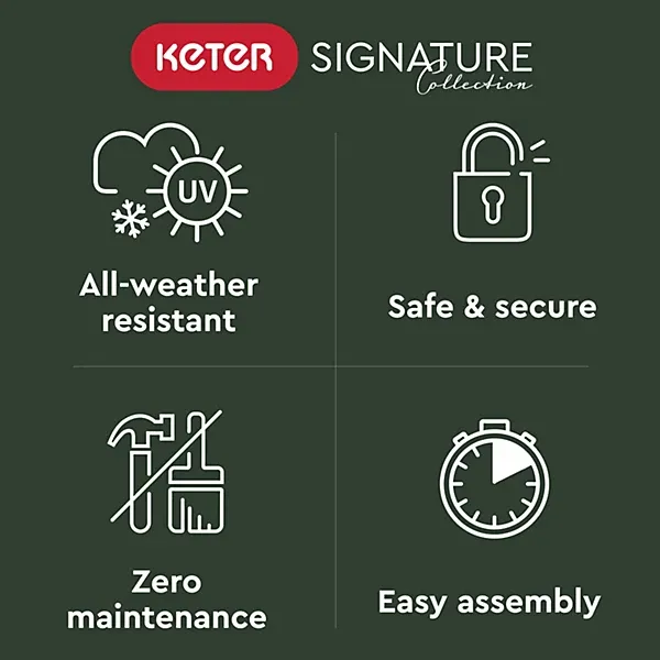 Keter Signature 7x11 ft Pent Walnut Plastic 2 door Shed with floor & 8 windows - Image 5