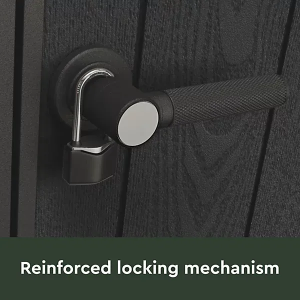 Keter Signature 7x11 ft Pent Walnut Plastic 2 door Shed with floor & 8 windows - Image 7