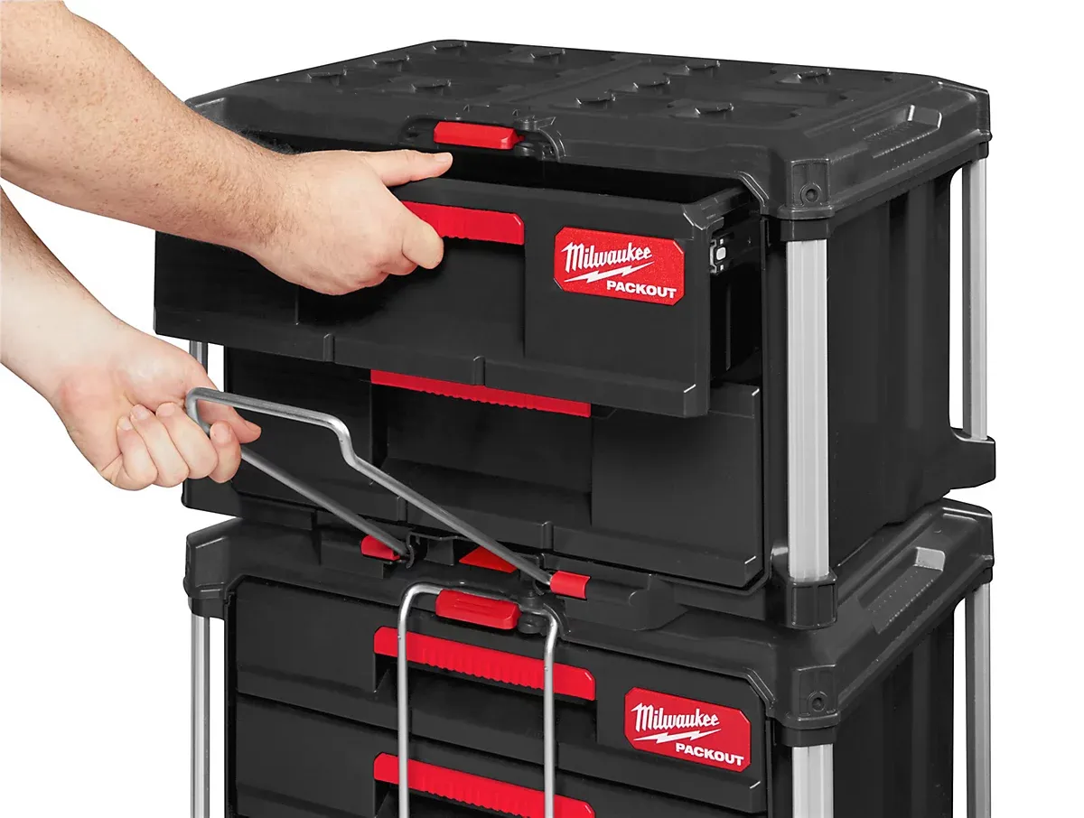 Milwaukee PACKOUT 2 Drawer Tool Box Organiser Stackable Tool Storage 4932472129 - Image 8