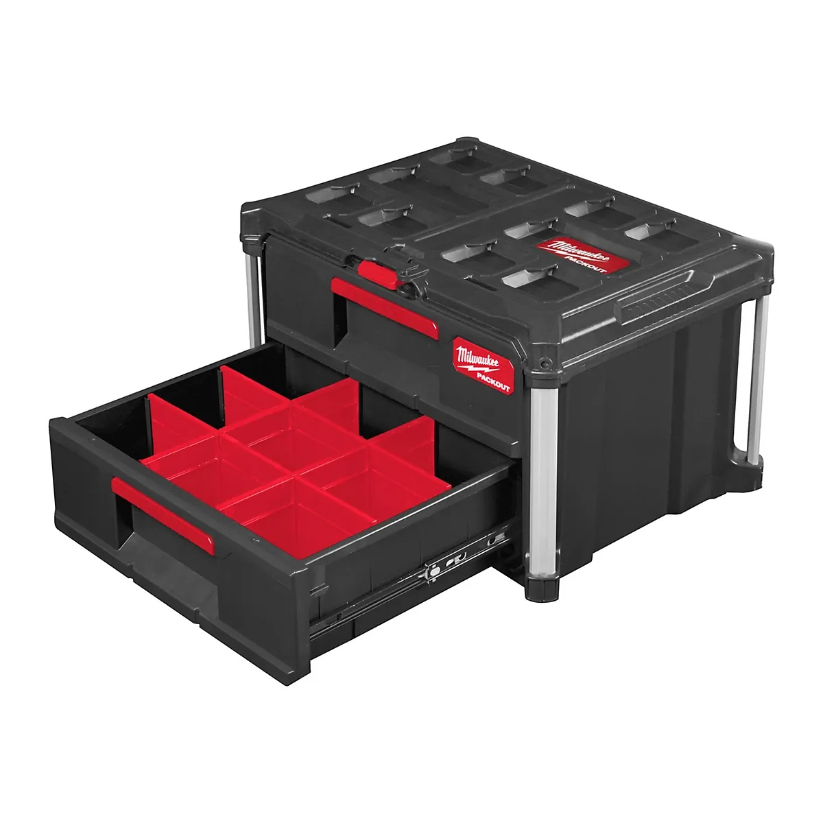 Milwaukee PACKOUT 2 Drawer Tool Box Organiser Stackable Tool Storage 4932472129 - Image 6