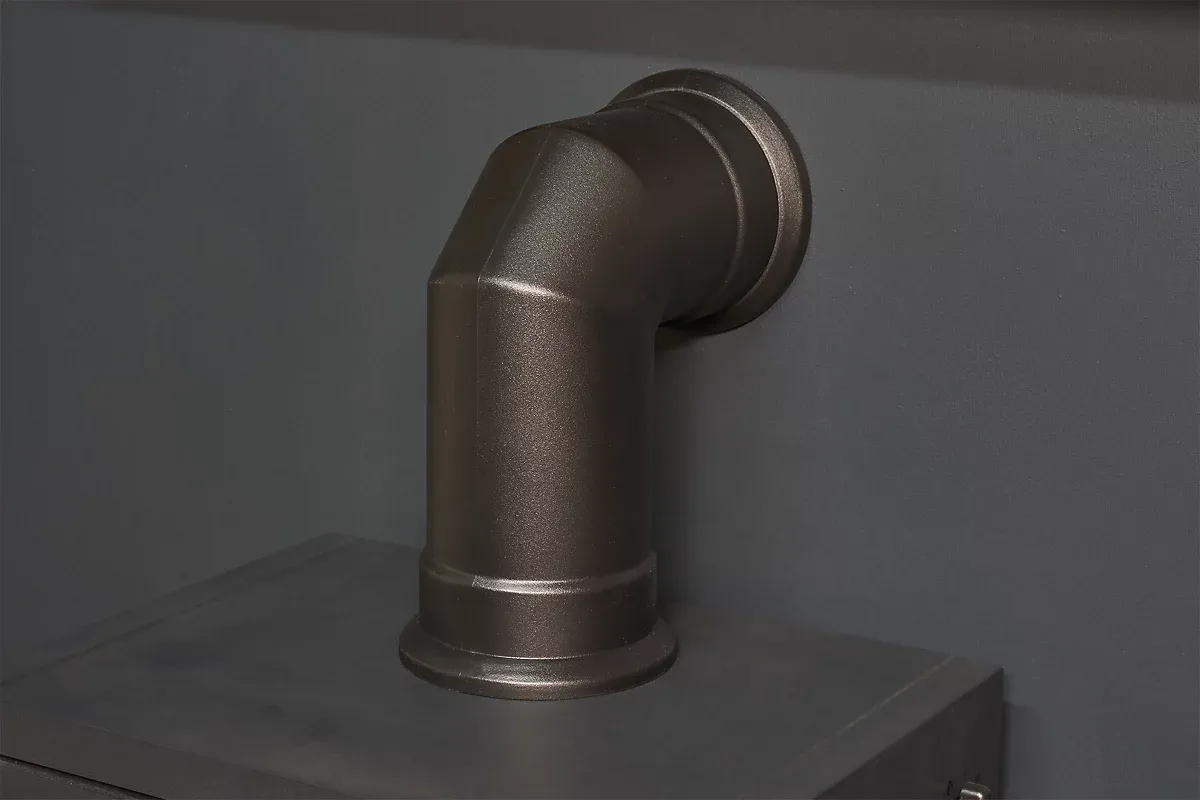 Adam Oak Beam, Hearth & Stove Pipe with Bergen Stove in Charcoal Grey - Image 3