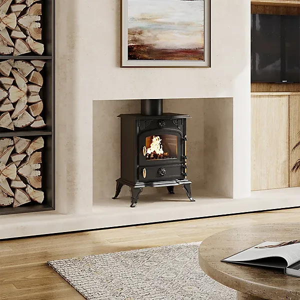 5KW Cast Iron Eco Design Stove MultiFuel Wood Burning Stove Fireplace with H 32cm Metal Stove Pipe - Image 2